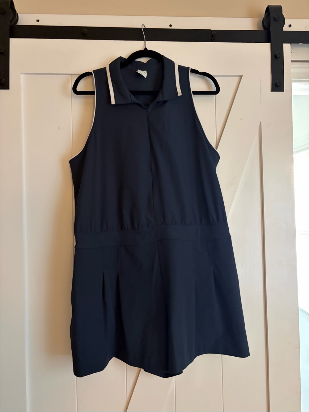 all in motion Navy Sleeveless Polo Romper with White Trim